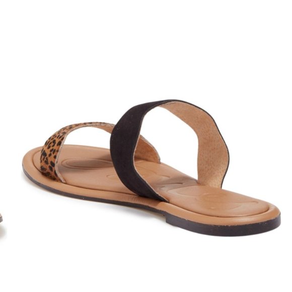 NIB Joules Aimee Snakeskin Embossed Leather Slide Sandal - Size 5 - Ocelot - Picture 2 of 5